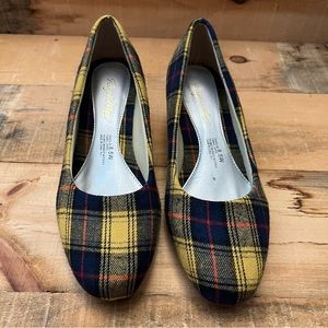 Angel Flex Yellow Plaid High Heel 8.5W EUC